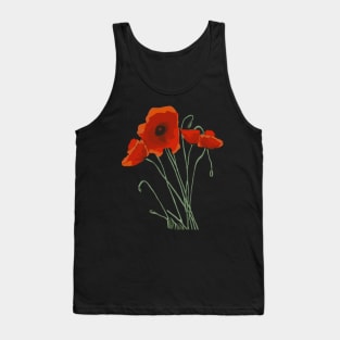 Pretty Red Poppies Artistic WIldflowers Tank Top